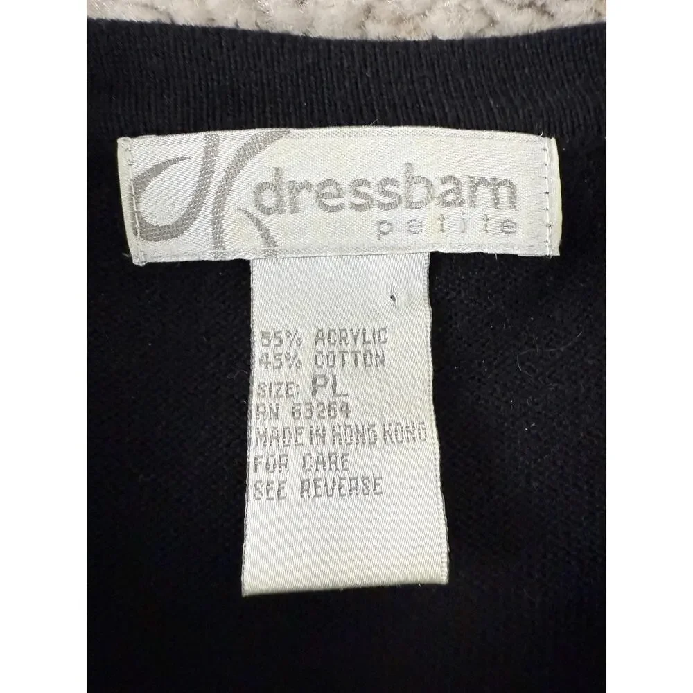Dressbarn Petite Sz PL Geometric Cotton Blend Sweater Black Sleeveless Crew Neck